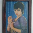 Bollywood Actress Heroin Collectible Old Print in Old Wooden Frame India #2748