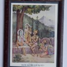 God Rama Ramayana Rare Old Religious Print in Old Wooden Frame India Art #3258