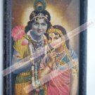 Hindu God Krishna Nice Old Religious Print in Old Wooden Frame India Art #2465