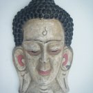 Buddha Wooden Mask, Old Rare Hand Coloured Handmade Original Indian Mask  #756