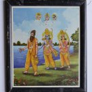 Lord Rama Ramayana Rare Old Religious Print in Old Wooden Frame India Art #3125