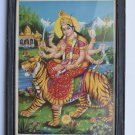 Goddess Amba Collectible Rare Old Religious Art Print in Old Wooden Frame #3334