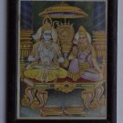 God Rama Sita Mata Rare Old Religious Print in Old Wooden Frame India Art #3243