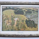 A Hunting Scene Collectible Rare Old Print in Old Wooden Frame India Art #3138