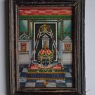 God Shiva Lingam Rare Collectible Old Religious Print in Old Wooden Frame #3206