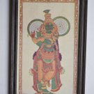 God Krishna Rare Collectible Old Religious Print in Old Wooden Frame #3175