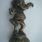 Collectible Dancing God GANESHA India Temple Worship Statue Brass Elephant #726