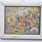 Hindu God Rare Collectible Rare Old Religious Print in Old Wooden Frame #3269