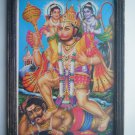 Lord Hanuman Rare Collectible Original Print in Old Wooden Frame India #2795