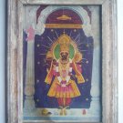 Shrinathji Krishna Avatar Vitthal Nath Old Print in Old Wooden Frame India #2754