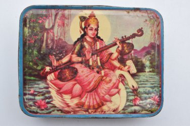 Old Sweets Tin Box, Rare Collectible Litho Printed Tin Boxes India #1377