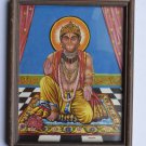 Lord Hanumaan Collectible Rare Old Religious Print in Old Wooden Frame #3218