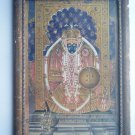Hindu God Shrinathji Krishna Avatar Old Print in Old Wooden Frame India #2757