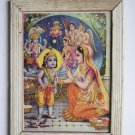 God Krishna Rare Collectible Old Religious Print in Old Wooden Frame #3201