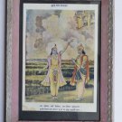 Krishna Arjun Mahabharat Rare God Old Print in Old Wooden Frame India #3231