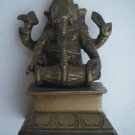 Antique Hindu God GANESHA Traditional Indian Statue Brass Elephant God Small#716