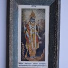 Hindu God Vishnu Rare Collectible Old Religious Print in Old Wooden Frame#3161