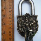 Brass Antique Finished Lock Handmade Heavy Pad Lock Rare India Working #1185