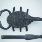 Brass Antique Finished Lock Handmade Heavy Pad Lock Rare India Working #0702