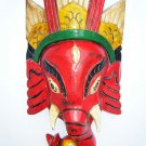 Ganesha Wooden Mask, Old Rare Hand Coloured Handmade Original Indian Mask  #1570