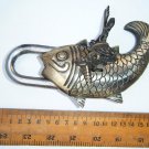 Nice Brass Fish Lock Antique Handmade Heavy Pad Lock Rare India Working #1189
