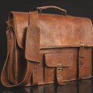 Men's Genuine Brown Leather Vintage Shoulder Laptop Bag Messenger Briefcase #437
