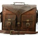 15" Men's Vintage Brown Leather Messenger Laptop Shoulder Gift Bag Briefcase#405