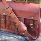 15" Vintage Leather Briefcase 2-in1 Macbook Messenger Bag Backpack Rucksack #414