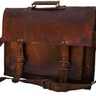 17" Men's Large Genuine Leather Laptop Messenger Bag with Stylish Buckles#D438