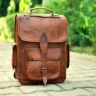 16" Leather Backpack Rucksack Laptop Bag Brown Men Vintage Messenger #420