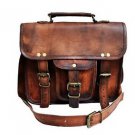11" Mens Genuine Leather Small Briefcase Messenger Satchel Tablet Bag #D462