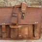 17" Stylish Handmade Real Leather Bag, Brown Laptop Corporate Office Bags #185