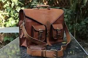 Vintage Style Handmade Leather Briefcase Office Messenger Vintage Bag #407