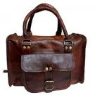 12" Unisex Pure Genuine Leather Messenger Duffle Hand Purse Bag Satchel #D474
