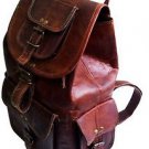 16" Genuine Retro Leather Rucksack Backpack College Bag school Bag Travel #D441