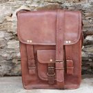 10" Pure Long Leather Messenger Bag, Brown Laptop Corporate Office Bags #211