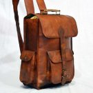 15" Leather Satchel Messenger Bag Briefcase Gift Brown WithLaptop Protection#434