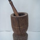 Rare Early 19C Antique Primitive Old Wooden Mortar & Pestle For Spices #1108