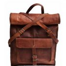 22" Genuine Leather Vintage  Laptop Backpack School Book Bag Briefcase #D453