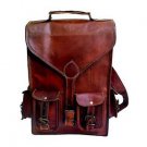 13" Leather Vintage Laptop Backpack Shoulder Messenger Bag Briefcase#D475