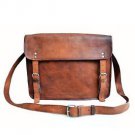 15" Mens Large Genuine Leather Laptop Bag Messenger Bag Satchel Saddle #D470