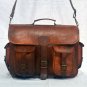 15" Vintage Soft Messenger Leather Brown Real Laptop Satchel Bag Briefcase #416