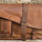 15" Stylish Pure Leather Messenger Bag, Brown Laptop Corporate Office Bags #188