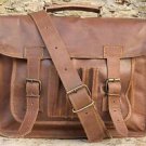 12" Stylish Pure Leather Messenger Bag, Brown Laptop Corporate Office Bags #193