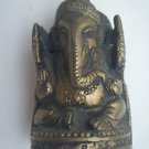 Bag or Car Brass Ganesha Statue, Antique Elephant God Religious Temple Item #724