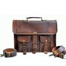 14" Inch Mens Genuine Leather Messenger College Macbook Laptop Tablet #D461