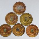 Vintage Rare Old Tin Tea Cup Bases Elephant Print Original Lot of 6 India #1627