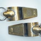 2 Vintage Brass Whistles Lot, Antique India Metal Police Gym Sports Whistle #694