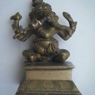 Brass Ganesha Statue, Antique Finished Musician Elephant God Religious Item #718