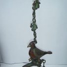 Old Vintage Brass Bird Shaped Oil Lamp Diya Dipak with Hanging Chain Rare #1076